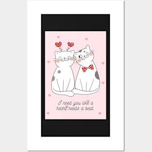 Cute Valentine Cat Couple Posters and Art